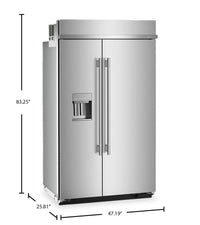 Kitchenaid 48" 29.4 Cu. Ft. Built-In Side-by-Side Refrigerator – Stainless Steel - KBSD748SPS | Réfrigérateur encastré KitchenAid de 29,4 pi3 et de 48 po à compartiments juxtaposés - acier inoxydable - KBSD748SPS