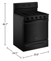 Whirlpool 5.0 Cu. Ft. Gas Range with Air Cooking – Black - WFGS5730SB | Cuisinière à gaz Whirlpool de 5,0 pi3 avec cuisson à air – noire - WFGS5730SB