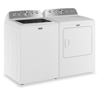 Maytag 5.5 Cu Ft. Top Load Impeller Washer with Pet Pro Option and 7.0 Cu Ft. Gas Dryer – White | Laveuse à chargement par le haut 5,5 pi³ avec turbine et option Animal Pet Pro et sécheuse à gaz 7,0 pi³ de Maytag - blanches