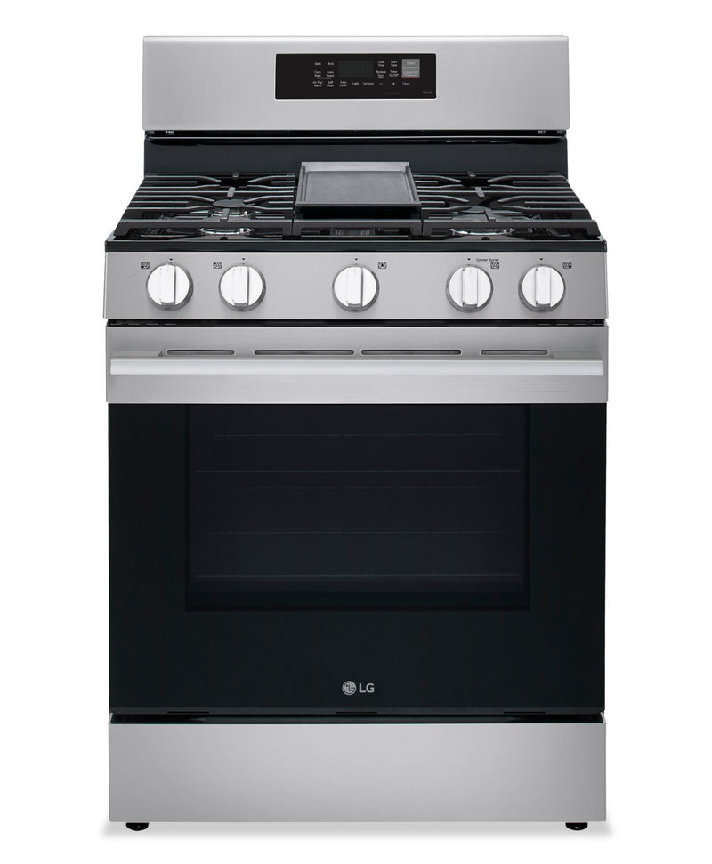 LG 6.3 Cu. Ft. Smart Gas Range with Air Fry - LRGN6323Y | Cuisinière intelligente à gaz LG de 6,3 pi3 avec friture à air - acier inoxydable - LRGN6323Y