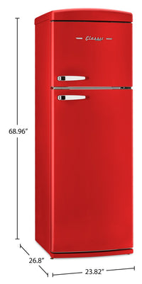 Unique Classic Retro 24" 11 Cu Ft. Top Freezer Refrigerator – Candy Red - UNQ-310L R TM | Réfrigérateur Classic Rétro d’Unique de 24 po et de 11 pi3 à congélateur supérieur - rouge bonbon - UNQ-310L R TM