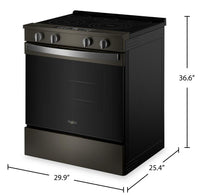 Whirlpool 30" 5.3 Cu. Ft. Electric Range with Air Cooking – Black on Stainless - YWSES5030SV | Cuisinière électrique Whirlpool de 5,3 pi³ et de 30 po avec cuisson à air - noire sur acier inoxydable - YWSES5030SV