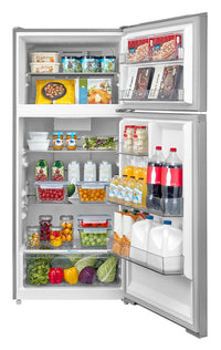 Midea 27.5” 16 Cu. Ft. Top Mount Freezer Refrigerator – Stainless Steel - MRT16D2BST | Réfrigérateur Midea de 16 pi³ et de 27,5 po à congélateur supérieur - acier inoxydable - MRT16D2BST | MRT16D2S