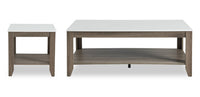Carlton 47.5” Modern 2-Pack Coffee + End Table with Shelf - Taupe | Ensemble 2 tables modernes Carlton de 47,5 po, table à café et table de bout avec tablette - taupe