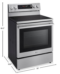 LG 6.3 Cu. Ft. Smart Electric Range with Air Fry - Fingerprint Resistant Stainless Steel - LREN6325XE | Cuisinière intelligente électrique LG de 6,3 pi³ avec friture à air - acier inoxydable résistant aux traces de doigts - LREN6325XE