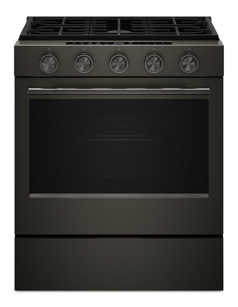 KitchenAid 30" 5.0 Cu. Ft. Slide-in Gas Range with Convection Modes - Black Ore - KSGS530SBE | Cuisinière à gaz encastrée KitchenAid de 5,0 pi³ et de 30 po avec modes à convection - minerai noir - KSGS530SBE