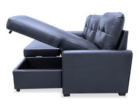 Carter 2-Piece Right-Facing Leather-Look Fabric Sleeper Sectional with Storage Chaise - Black | Sofa-lit sectionnel de droite Carter 2 pièces en tissu d’apparence cuir avec fauteuil long de rangement - noir