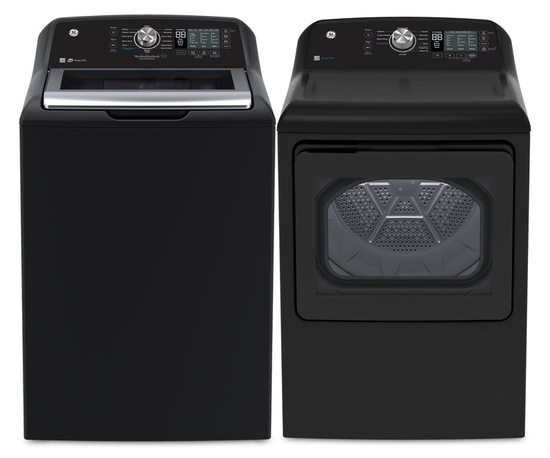 GE 5.3 Cu. Ft. Top Load Washer and 7.4 Cu. Ft. Electric Dryer – Diamond Grey | Laveuse à chargement par le haut de 5,3 pi3 et sécheuse électrique de 7,4 pi3 de GE - Gris diamant