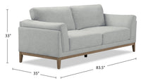 Valley 83.5" Fabric Sofa with Rubberwood Base and Legs - Grey | Sofa Valley de 83,5 po en tissu avec base et pattes en hévéa - gris