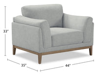 Valley 44" Fabric Chair with Rubberwood Base and Legs - Grey | Fauteuil Valley de 44 po en tissu avec base et pattes en hévéa - gris