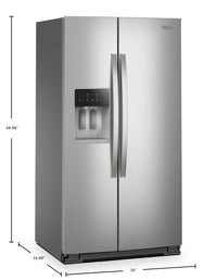 Whirlpool 36" 28.7 Cu. Ft. Side-by-Side Refrigerator - Fingerprint-Resistant Stainless - WRSF5536RZ | Réfrigérateur Whirlpool de 28,7 pi³ et de 36 po à compartiments juxtaposés - acier inoxydable résistant aux traces de doigts - WRSF5536RZ