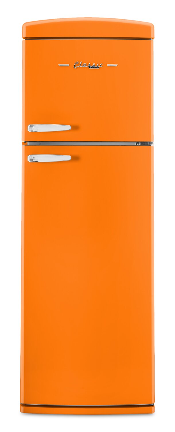 Unique Classic Retro 24" 11 Cu Ft. Top Freezer Refrigerator – Creamsicle Orange - UNQ-310L O TM | Réfrigérateur Classic Rétro d’Unique de 24 po et de 11 pi3 à congélateur supérieur - orange creamsicle - UNQ-310L O TM