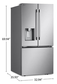 LG 33" 25 Cu. Ft. French-Door Standard-Depth Refrigerator - Stainless Steel - LF25H6330S | Réfrigérateur LG de 33 po et de 25 pi³ de profondeur standard à portes françaises - acier inoxydable - LF25H6330S | LF25H63S
