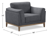 Valley 44" Fabric Chair with Rubberwood Base and Legs - Pewter | Fauteuil Valley de 44 po en tissu avec base et pattes en hévéa - étain