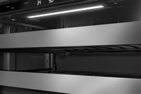 KitchenAid 24" Beverage Centre with Wood-Front Racks – Black and Stainless Steel - KUBR524SSB  | Refroidisseur à boissons KitchenAid de 24 po avec grilles à devant en bois - noir et acier inoxydable - KUBR524SSB