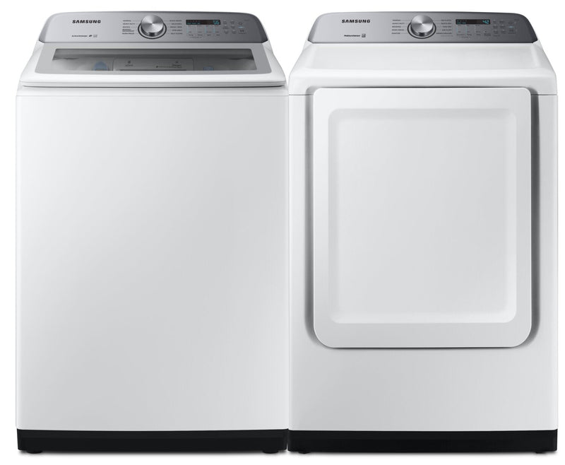 Samsung 5.7 Cu. Ft. Top-Load Washer with ActiveWave Agitator and 7.4 Cu. Ft. Electric Dryer  | Laveuse chargement par le haut 5,7 pi³ avec agitateur ActiverWave et sécheuse électrique 7,4 pi³ Samsung  | SATL520A