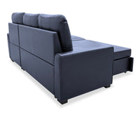 Carter 2-Piece Right-Facing Leather-Look Fabric Sleeper Sectional with Storage Chaise - Black | Sofa-lit sectionnel de droite Carter 2 pièces en tissu d’apparence cuir avec fauteuil long de rangement - noir