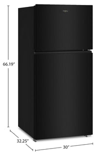 Whirlpool 29.5" 19 Cu. Ft. Top Freezer Refrigerator – Black - WRTX5419SB | Réfrigérateur Whirlpool de 19 pi³ et de 29,5 po à congélateur supérieur - noir - WRTX5419SB