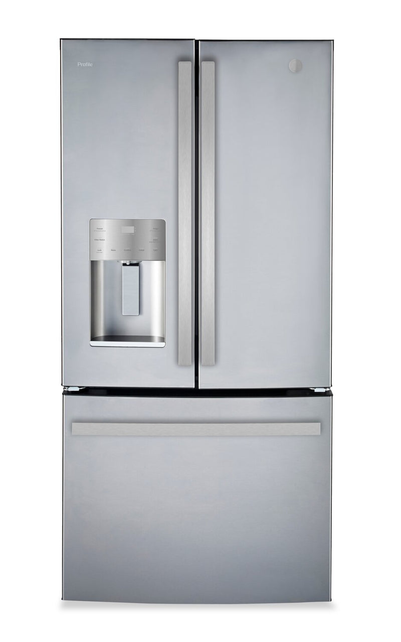 GE 33" 17.5 Cu Ft. French-Door Counter-Depth Refrigerator – Stainless Steel - PYE18HYRCFS | Réfrigérateur GE de 17,5 pi³ et de 33 po de profondeur comptoir à portes françaises - acier inoxydable - PYE18HYRCFS