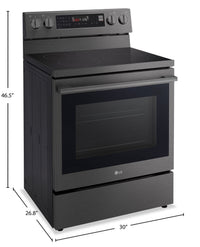 LG 6.3 Cu. Ft. Smart Electric Range with Air Fry - Black Stainless Steel - LREN6325ZE | Cuisinière intelligente électrique LG de 6,3 pi³ avec friture à air - acier inoxydable noir - LREN6325ZE
