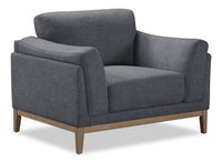 Valley 44" Fabric Chair with Rubberwood Base and Legs - Pewter | Fauteuil Valley de 44 po en tissu avec base et pattes en hévéa - étain