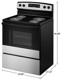 Amana 4.8 Cu. Ft. Electric Range with Bake Assist Temps - YACR4303MMS | Cuisinière électrique Amana de 4,8 pi3 avec températures Bake Assist - YACR4303MMS | YACR43MS