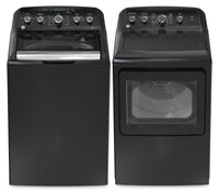 GE 4.9 Cu. Ft. Top Load Washer and 7.2 Cu. Ft. Electric Dryer – Diamond Grey | Laveuse à chargement par le haut de 4,9 pi3 et sécheuse électrique de 7,2 pi3 de GE - Gris diamant