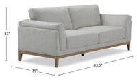 Valley 83.5" Fabric Sofa with Rubberwood Base and Legs - Sand | Sofa Valley de 83,5 po en tissu avec base et pattes en hévéa - sable