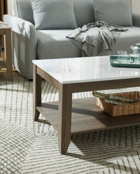 Carlton 47.5” Modern 2-Pack Coffee + End Table with Shelf - Taupe | Ensemble 2 tables modernes Carlton de 47,5 po, table à café et table de bout avec tablette - taupe