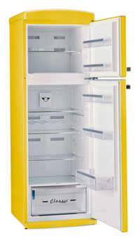 Unique Classic Retro 24" 11 Cu Ft. Top Freezer Refrigerator - Canary Yellow - UNQ-310L Y TM | Réfrigérateur Classic Rétro d’Unique de 24 po et de 11 pi3 à congélateur supérieur - jaune canari - UNQ-310L Y TM