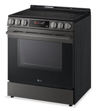 LG 6.3 Cu. Ft. Smart Electric Range with Air Fry – Black Stainless Steel - LSEL6333ZE  | Cuisinière intelligente électrique LG de 6,3 pi3 avec friture à air - acier inoxydable noir - LSEL6333ZE