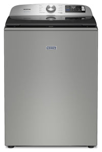 Maytag 6.0 Cu. Ft. Smart Top-Load Washer and 7.4 Cu. Ft. Gas Dryer – Radiant Silver  | Laveuse intelligente à chargement par le haut de 6,0 pi3 et sécheuse à gaz de 7,4 pi3 de Maytag - argenté radieux