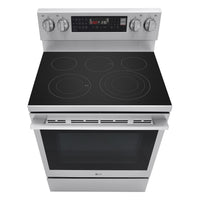 LG 6.3 Cu. Ft. Smart Electric Range with Air Fry - Fingerprint Resistant Stainless Steel - LREN6325XE | Cuisinière intelligente électrique LG de 6,3 pi³ avec friture à air - acier inoxydable résistant aux traces de doigts - LREN6325XE