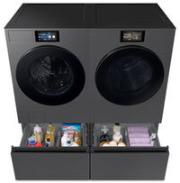 Samsung Bespoke 6.1 Cu. Ft. Front Load Washer and 7.6 Cu. Ft. Electric Dryer – Dark Steel | Laveuse à chargement frontal de 6,1 pi³ et sécheuse électrique de 7,6 pi³ de Samsung Bespoke -acier foncé