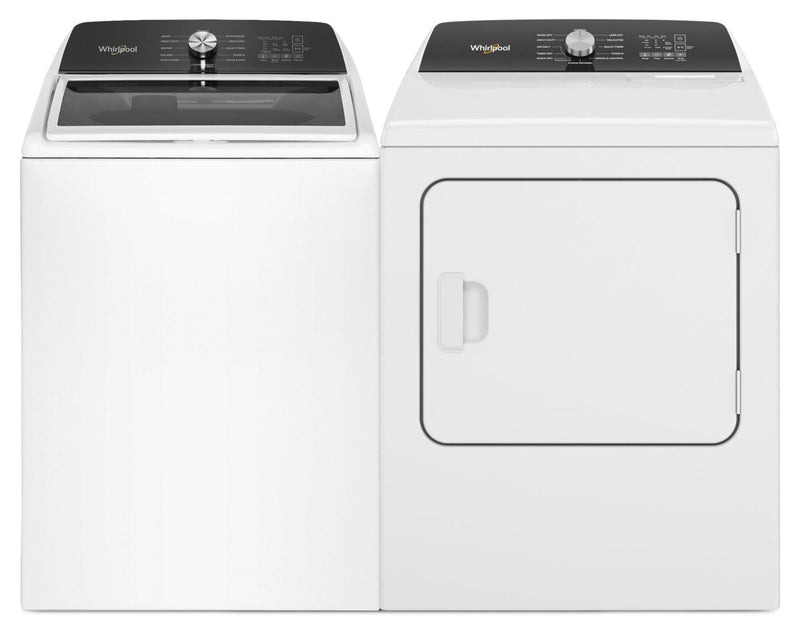 Whirlpool 5.3 Cu. Ft. Top-Load Washer with Built-In Faucet and 7 Cu. Ft. Electric Dryer with Steam | Laveuse à chargement par le haut de 5,3 pi3 avec robinet intégré et sécheuse électrique de 7 pi3 avec vapeur de Whirlpool | WHTL520A