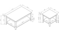 Carlton 47.5” Modern 2-Pack Coffee + End Table with Shelf - Taupe | Ensemble 2 tables modernes Carlton de 47,5 po, table à café et table de bout avec tablette - taupe