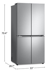 LG 33" 18.6 Cu. Ft. French 4-Door Counter-Depth Refrigerator - Stainless Steel - LF19C8200S | Réfrigérateur LG de 18,6 pi³ et de 33 po de profondeur comptoir à 4 portes françaises - acier inoxydable - LF19C8200S