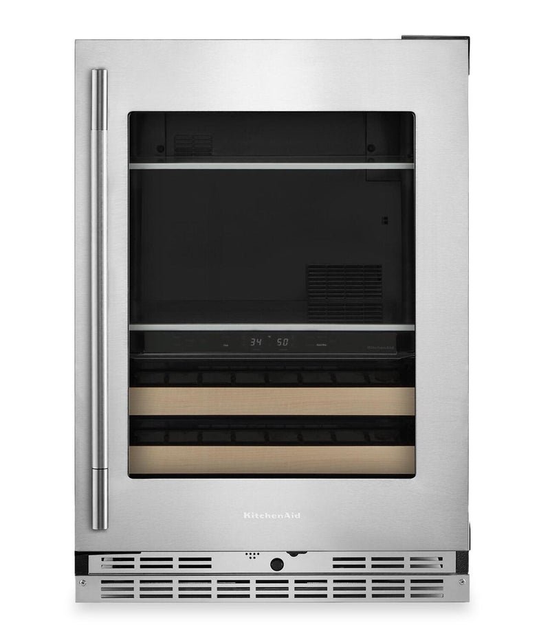 KitchenAid 24" Beverage Centre with Wood-Front Racks – PrintShield™ Stainless Steel - KUBR524SPS  | Refroidisseur à boissons KitchenAid de 24 po avec grilles à devant en bois -  acier inoxydable PrintShieldMC - KUBR524SPS