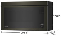KitchenAid 1.1 Cu. Ft. Over-the-Range Microwave with Flush Built-In Design - YKMMF330PBS  | Four à micro-ondes hotte intégrée KitchenAid 1,1 pi³ avec conception encastrée affleurée - YKMMF330PBS  | YKMMF33B