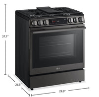 LG 6.3 Cu Ft. Smart Gas Slide-In Range with Air Fry – Black Stainless Steel - LSGL6335Z | Cuisinière intelligente à gaz encastrée LG de 6,3 pi3 avec friture à air – acier inoxydable noir - LSGL6335Z