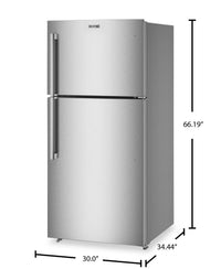 Maytag 30" 19 Cu. Ft. Top-Freezer Refrigerator – Fingerprint Resistant Stainless Steel - MRTX5119SZ | Réfrigérateur Maytag de 19 pi3 et de 30 po à congélateur supérieur - acier inoxydable résistant aux traces de doigts - MRTX5119SZ