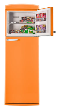 Unique Classic Retro 24" 11 Cu Ft. Top Freezer Refrigerator – Creamsicle Orange - UNQ-310L O TM | Réfrigérateur Classic Rétro d’Unique de 24 po et de 11 pi3 à congélateur supérieur - orange creamsicle - UNQ-310L O TM