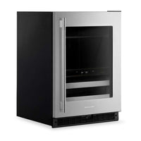 KitchenAid 24" Beverage Centre with Wood-Front Racks – Black and Stainless Steel - KUBR524SSB  | Refroidisseur à boissons KitchenAid de 24 po avec grilles à devant en bois - noir et acier inoxydable - KUBR524SSB