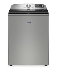 Maytag 6.0 Cu. Ft. Smart Top-Load Washer and 7.4 Cu. Ft. Electric Dryer - Radiant Silver | Laveuse intelligente à chargement par le haut de 6,0 pi³ et sécheuse électrique de 7,4 pi³ de Maytag - argenté radieux