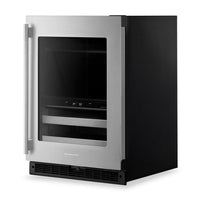 KitchenAid 24" Beverage Centre with Wood-Front Racks – Black and Stainless Steel - KUBR524SSB  | Refroidisseur à boissons KitchenAid de 24 po avec grilles à devant en bois - noir et acier inoxydable - KUBR524SSB