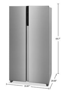 Frigidaire 21.4 Cu. Ft. Side-by-Side Refrigerator - Fingerprint-Resistant Stainless Steel - FRSG2115AV | Réfrigérateur Frigidaire de 21,4 pi3 à compartiments juxtaposés - acier inoxydable résistant aux traces de doigts - FRSG2115AV