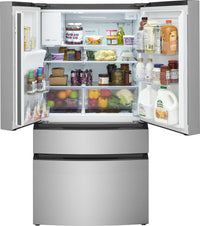 Frigidaire 36” 26 Cu. Ft. 4-Door French Door Refrigerator - Fingerprint Stainless Steel - FRMS2733AV  | Réfrigérateur Frigidaire de 26 pi3 et de 36 po à 4 portes françaises - acier inoxydable résistant aux traces de doigts - FRMS2733AV