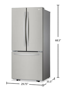 LG 30" 21.8 Cu. Ft. French Door Standard-Depth Refrigerator - Stainless Steel - LFCS22520S  | Réfrigérateur LG de 21,8 pi3 et de 30 po de profondeur standard à portes françaises - acier inoxydable - LFCS22520S