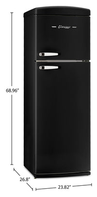 Unique Classic Retro 24" 11 Cu Ft. Top Freezer Refrigerator – Matte Black - UNQ-310L MB TM | Réfrigérateur Classic Rétro d’Unique de 24 po et de 11 pi3 à congélateur supérieur - noir mat - UNQ-310L MB TM