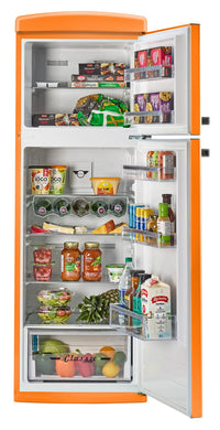 Unique Classic Retro 24" 11 Cu Ft. Top Freezer Refrigerator – Creamsicle Orange - UNQ-310L O TM | Réfrigérateur Classic Rétro d’Unique de 24 po et de 11 pi3 à congélateur supérieur - orange creamsicle - UNQ-310L O TM